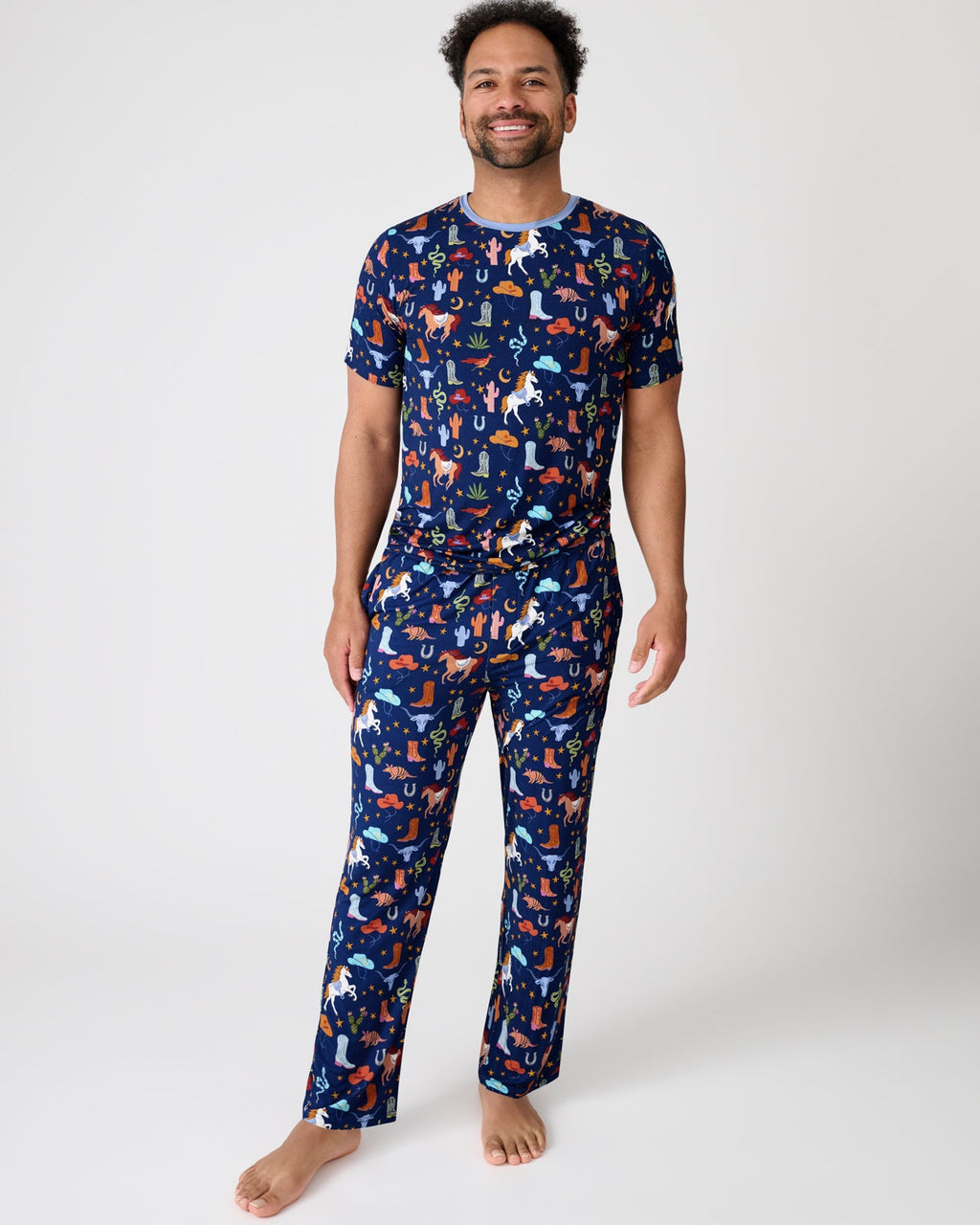 Blue Rancher Roundup Men's Short Sleeve Pajama Top