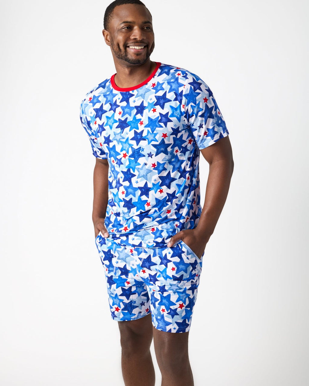 Starry Splash Men's Short Sleeve Pajama Top