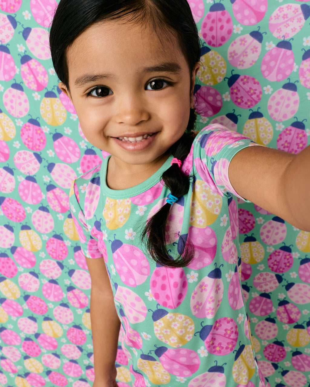 Ladybug Meadow Two-Piece Short Sleeve & Shorts Pajama Set