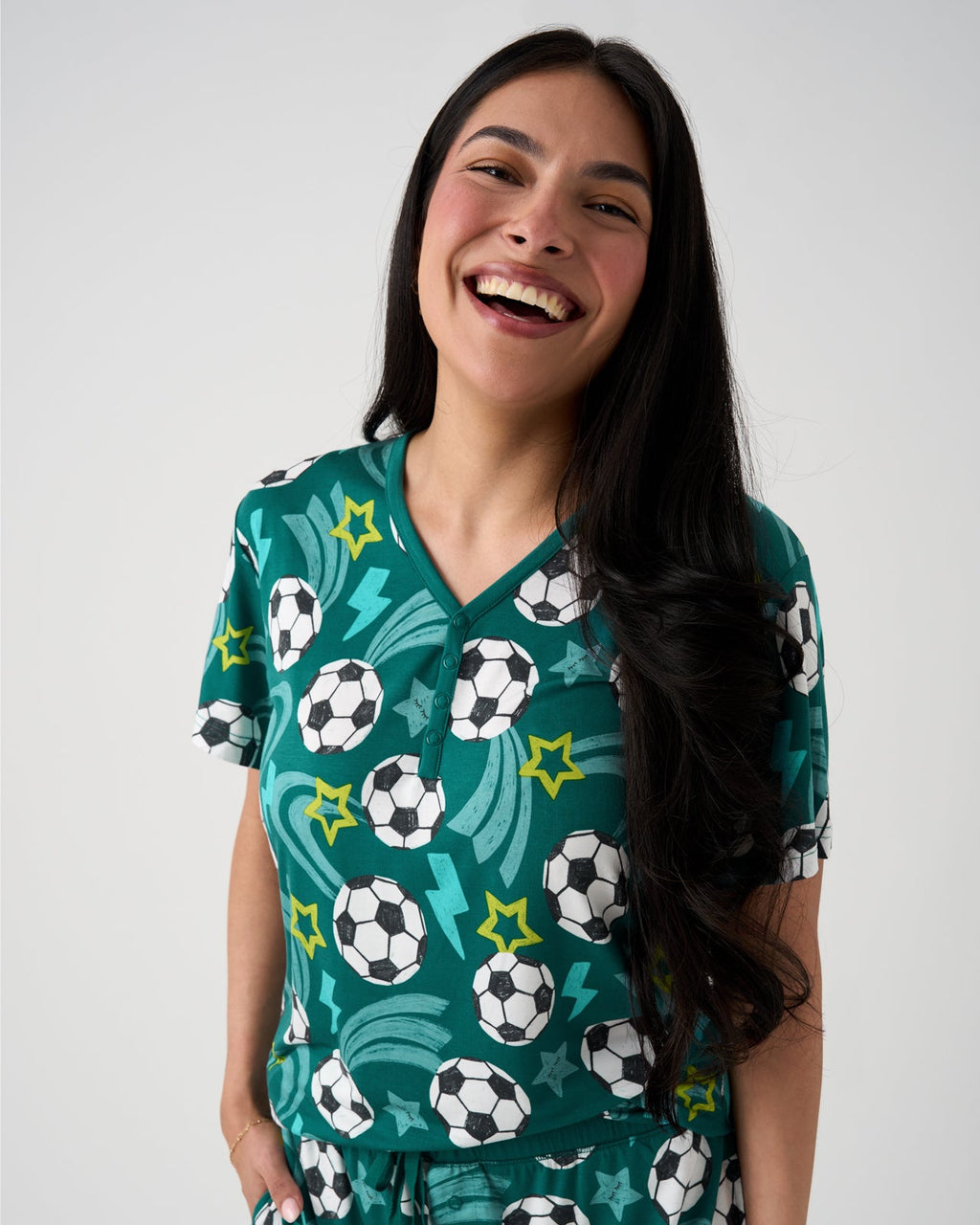 Soccer Stars Women's Short Sleeve Pajama Top