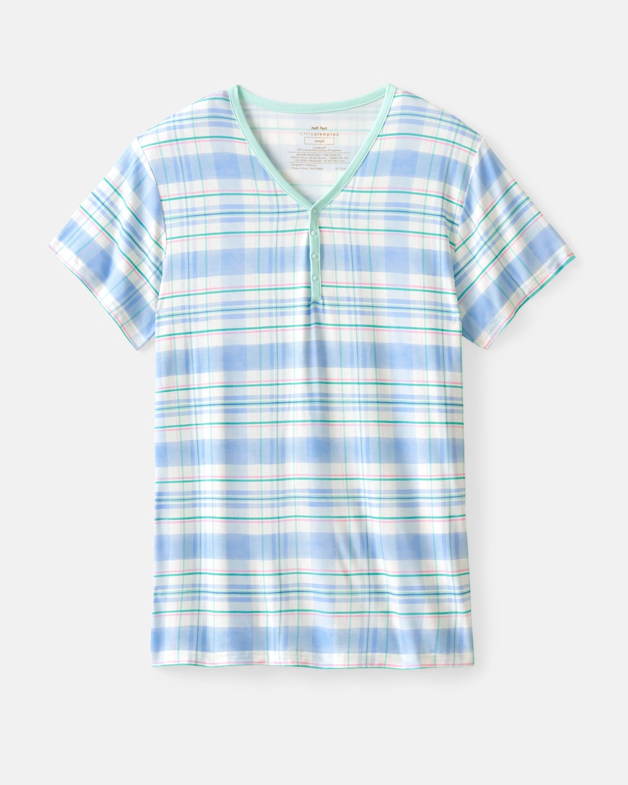 Springtime Plaid Women's Short Sleeve Pajama Top