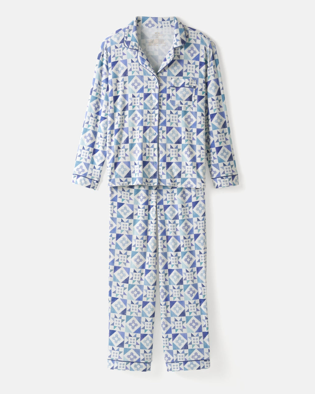 Patchwork Indigo Women's Ribbed Pajama Set