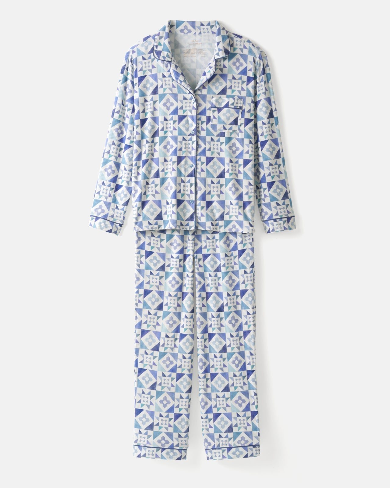 Patchwork Indigo Women's Ribbed Pajama Set