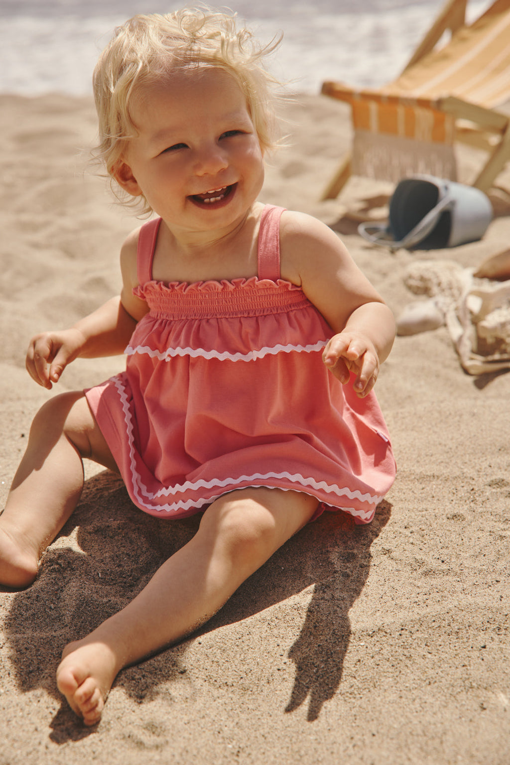 Beach Coral Smocked Top with Bloomer