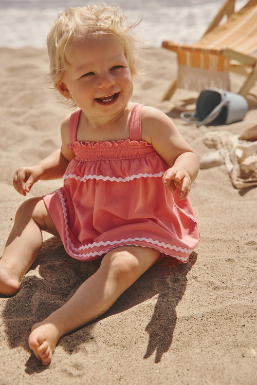 Beach Coral Smocked Top with Bloomer