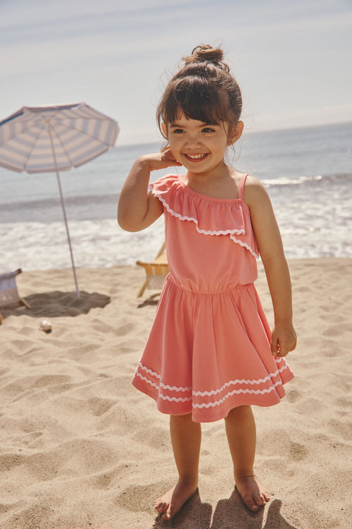 Beach Coral Asymmetrical Dress