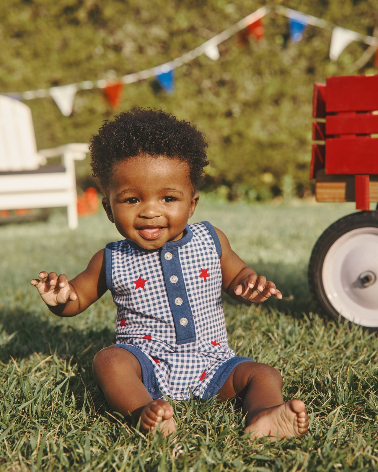 Blue Ribbon Gingham Henley Romper