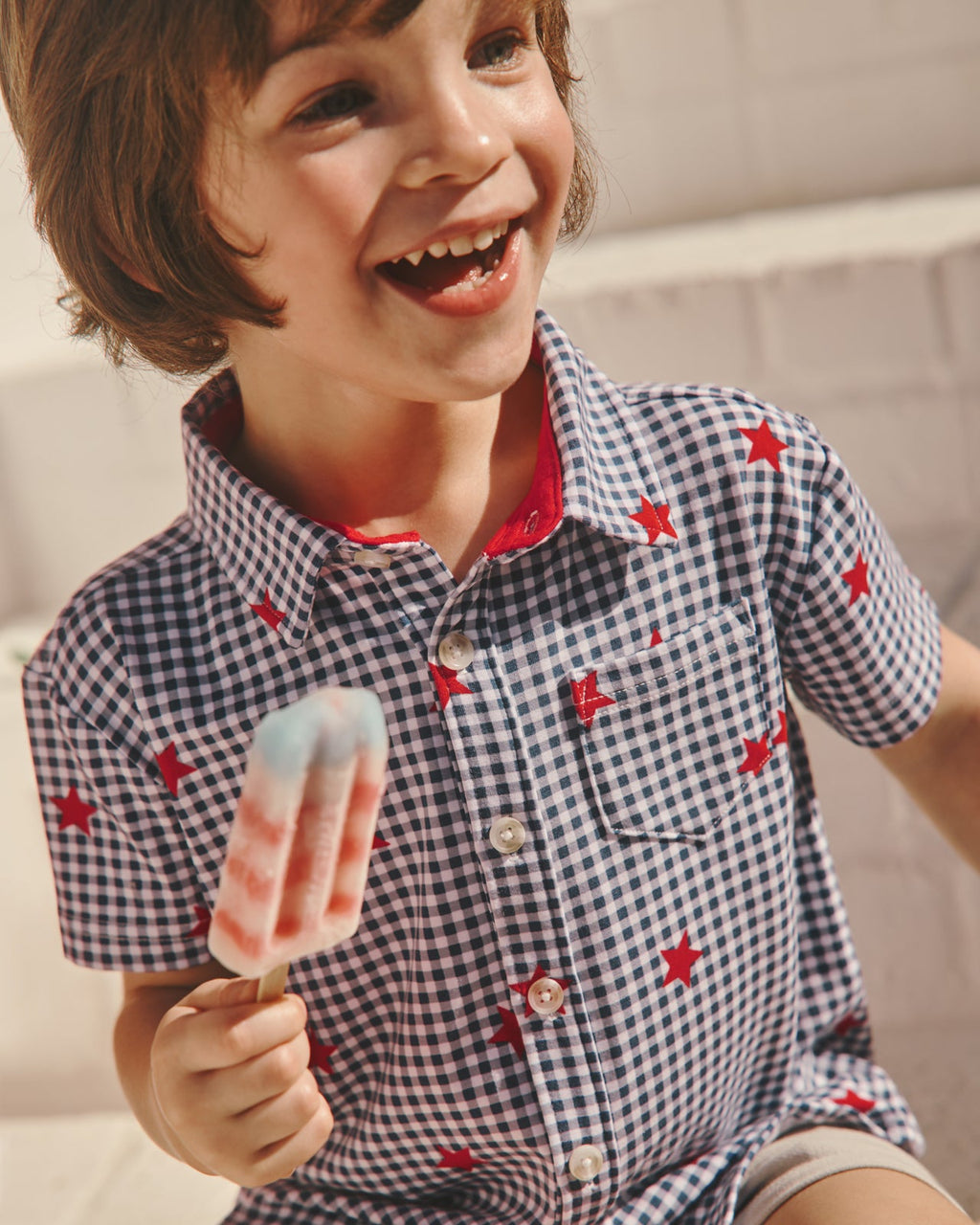 Blue Ribbon Gingham Button Down Shirt