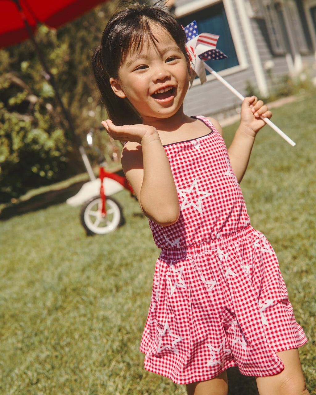 Celebration Gingham Bow Back Twirl Dress
