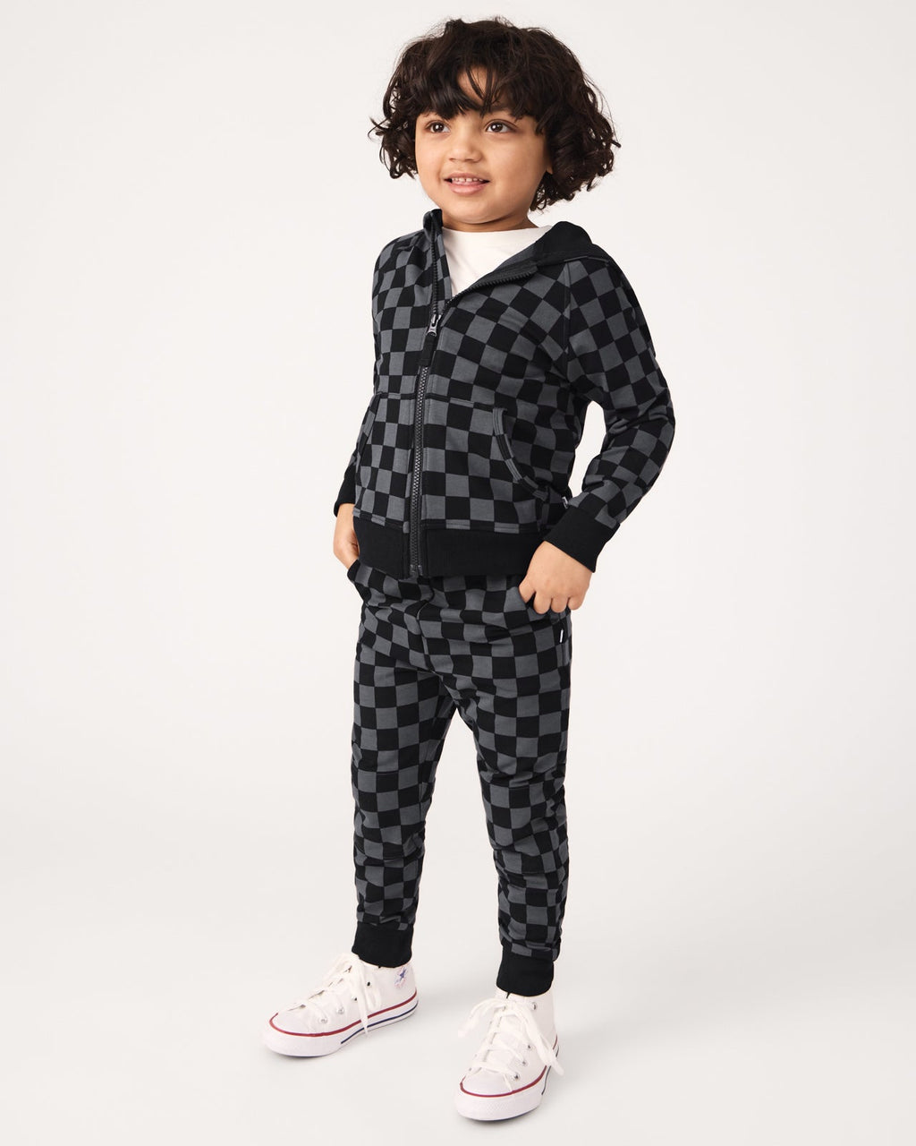 Monochrome Checks Zip Hoodie