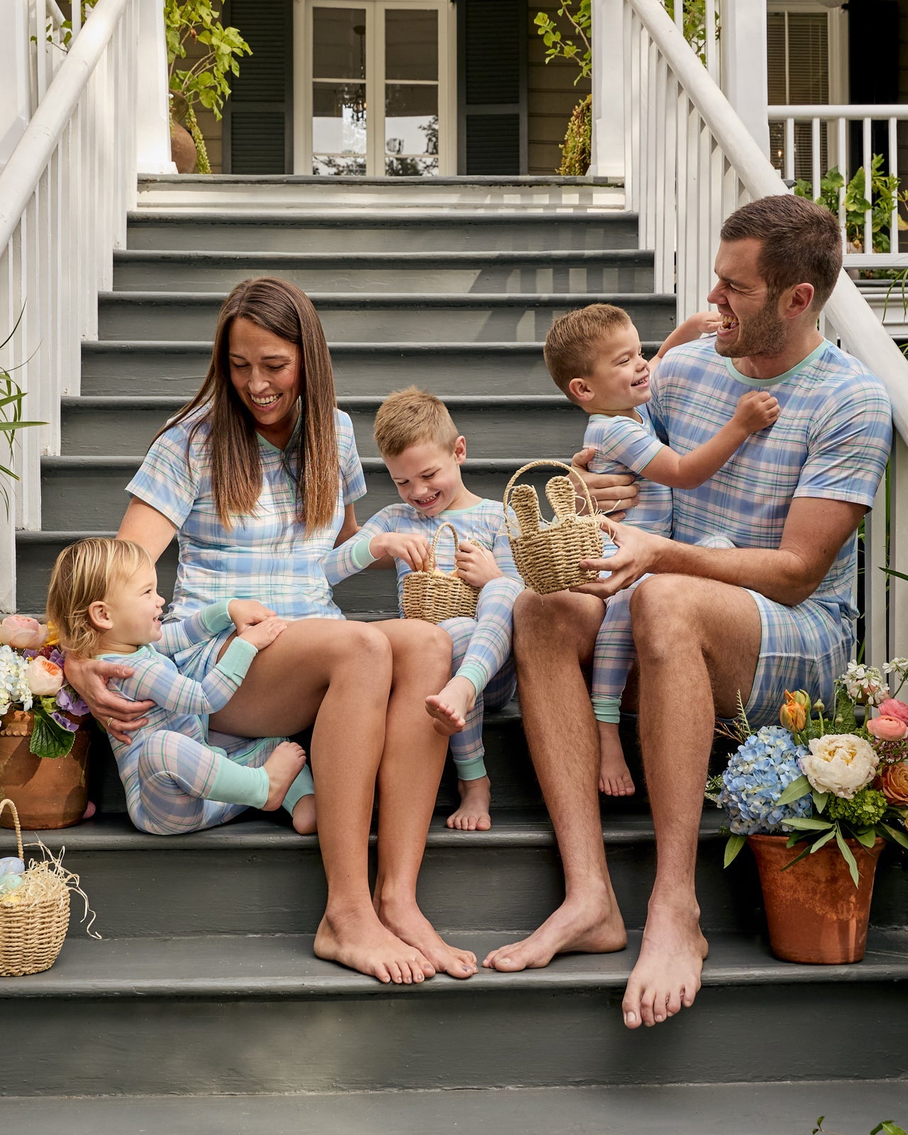 Springtime Plaid Men's Short Sleeve Pajama Top