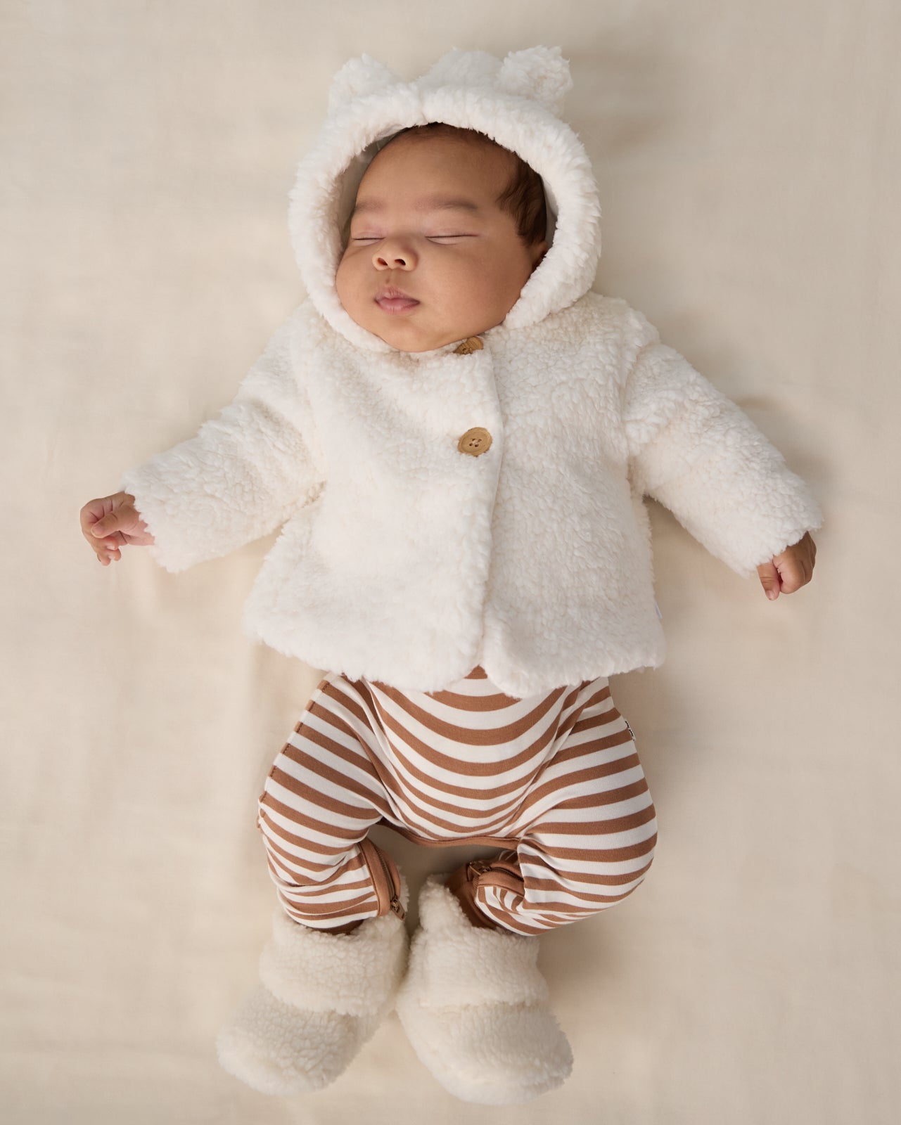Soft White Sherpa Baby Jacket