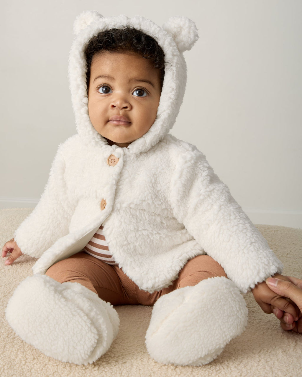 Soft White Sherpa Baby Jacket