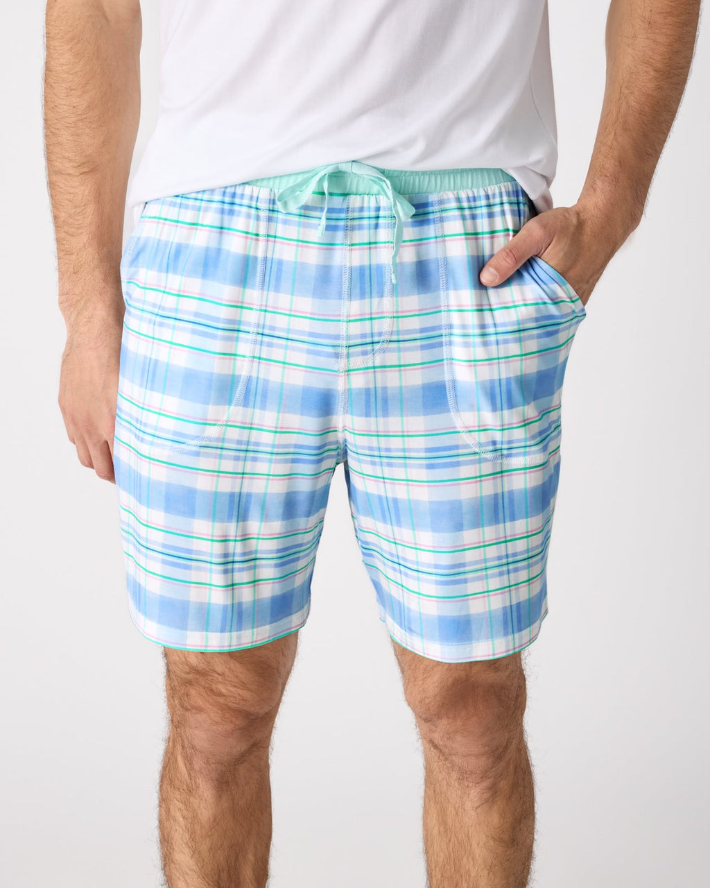 Springtime Plaid Men's Pajama Shorts