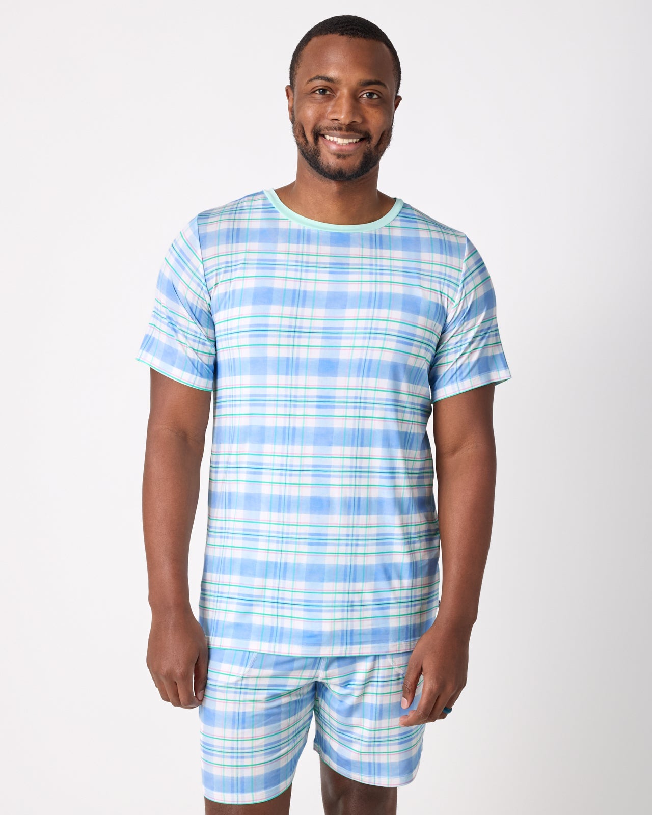 Springtime Plaid Men's Short Sleeve Pajama Top