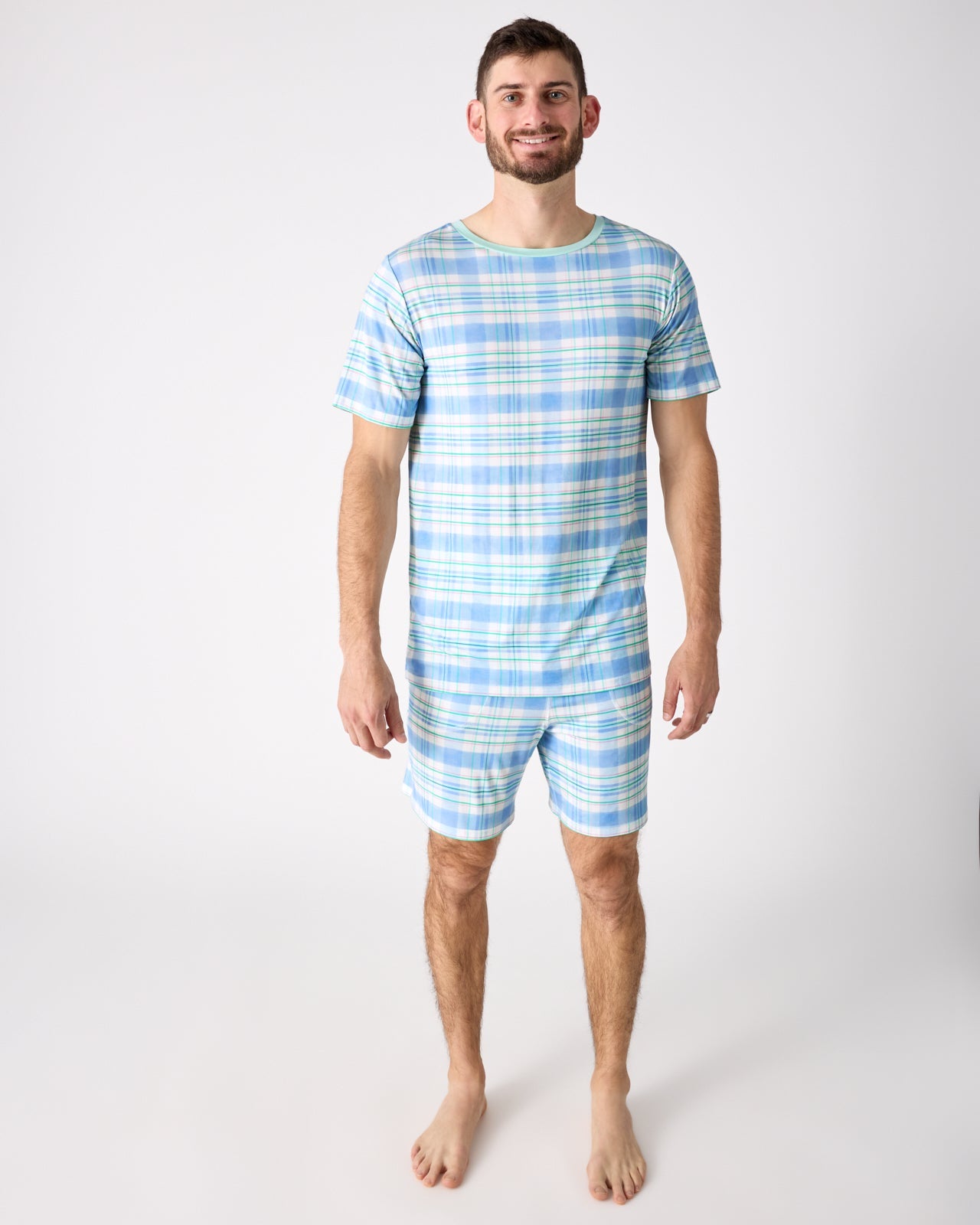 Springtime Plaid Men's Pajama Shorts