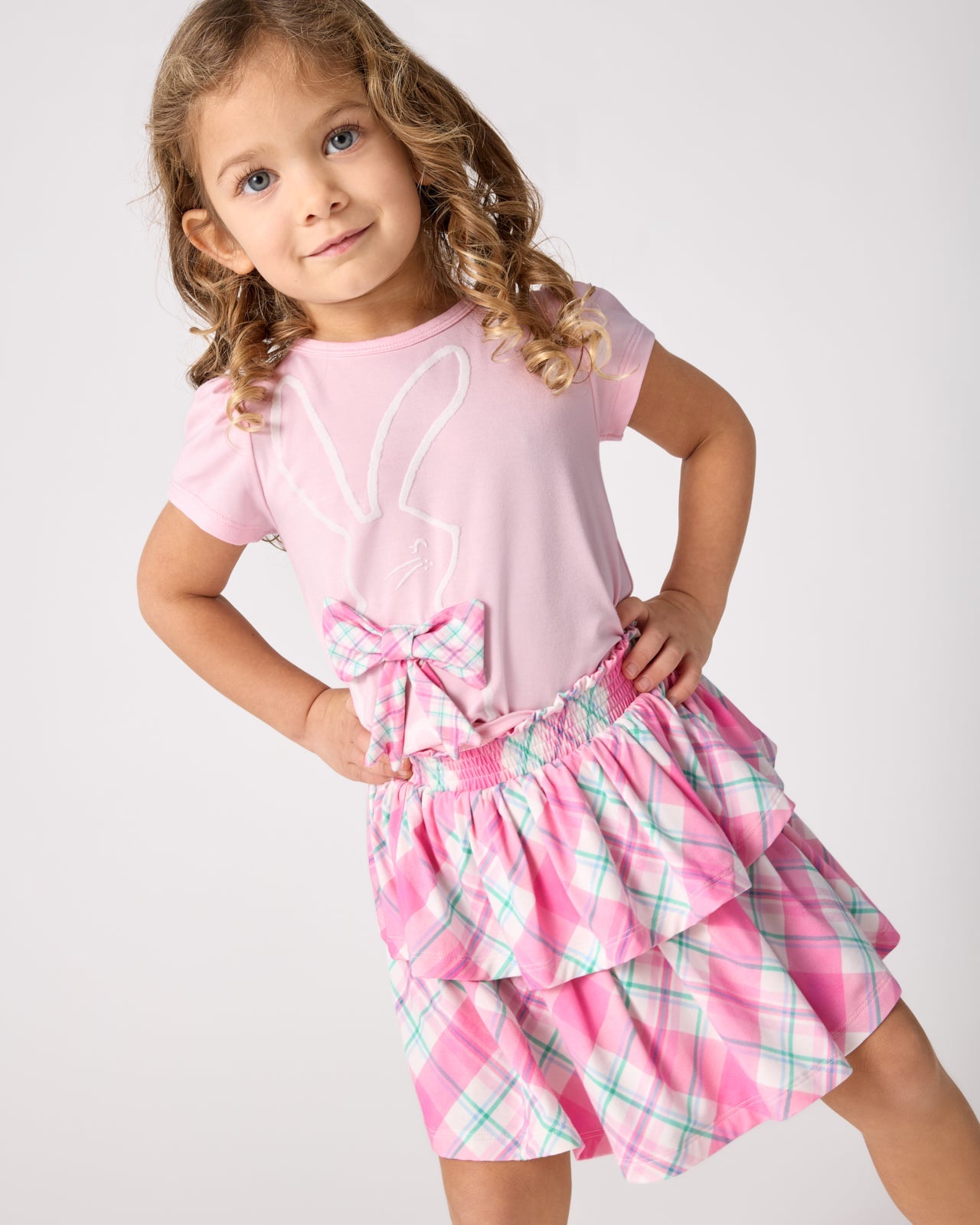 Springtime Plaid Tiered Skort