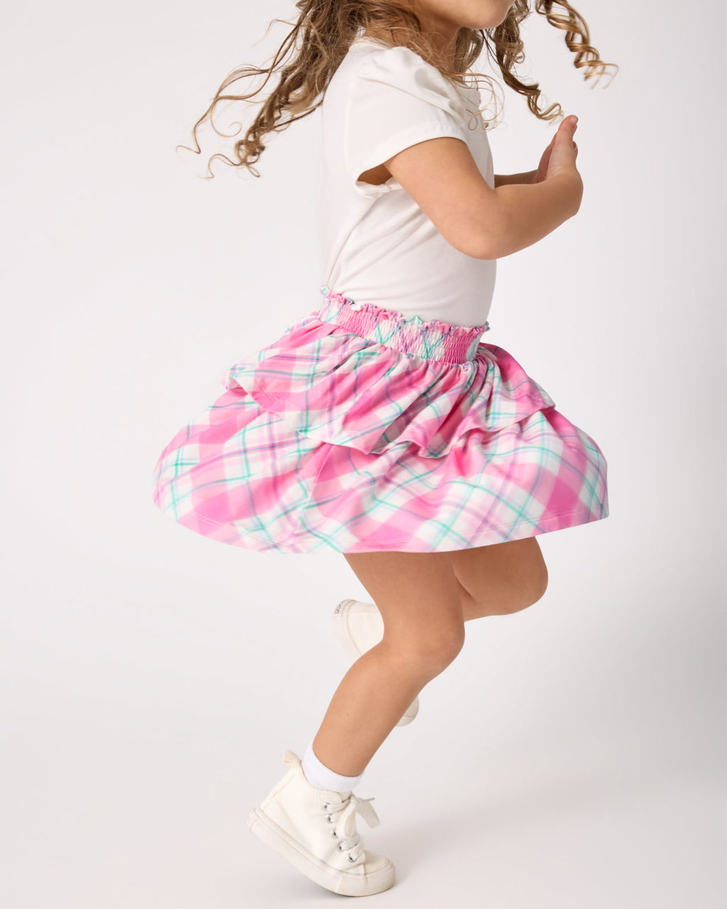 Springtime Plaid Tiered Skort