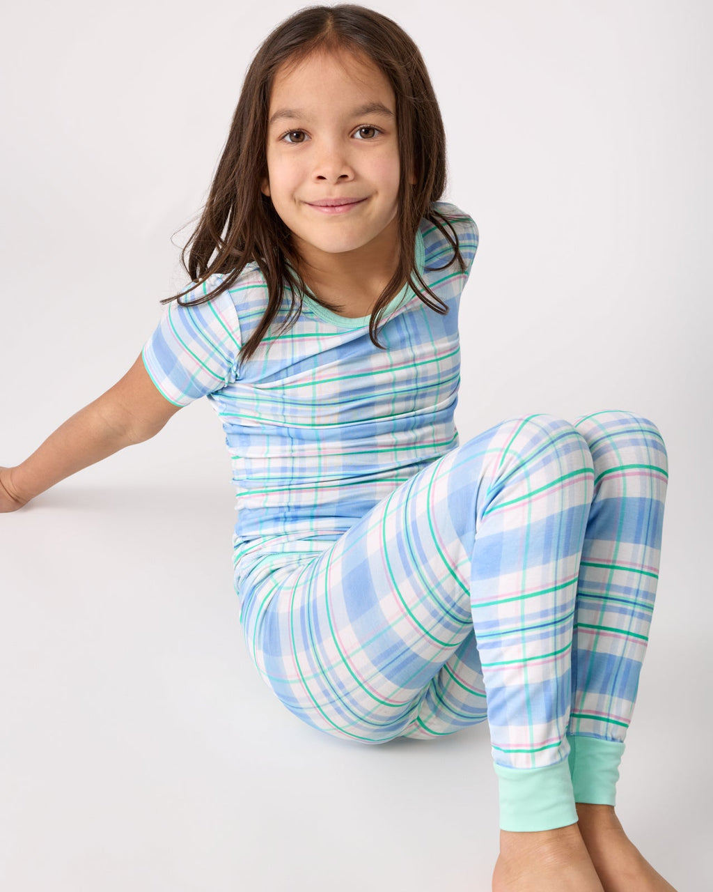 Springtime Plaid Two-Piece Short Sleeve Pajama Set