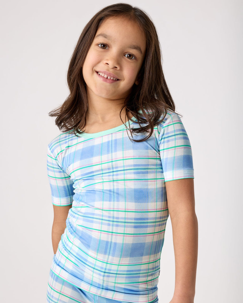 Springtime Plaid Two-Piece Short Sleeve Pajama Set