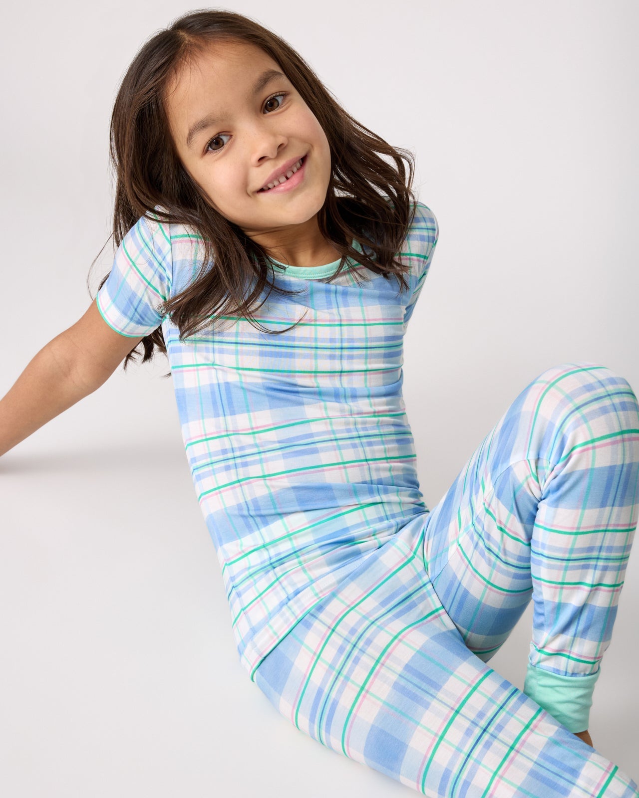 Springtime Plaid Two-Piece Short Sleeve Pajama Set