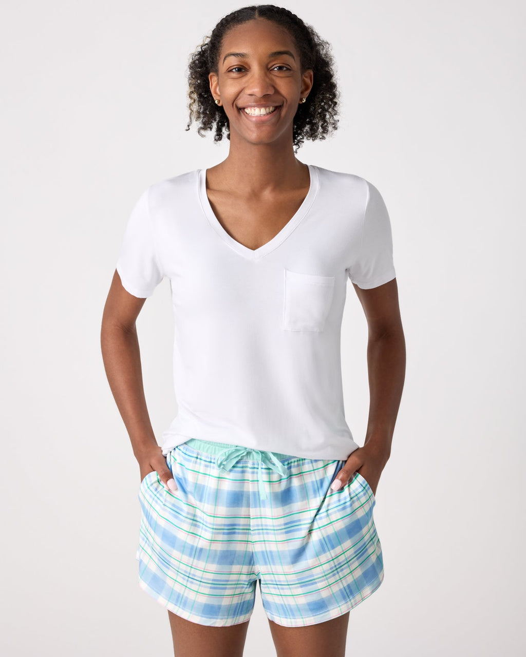 Springtime Plaid Women's Pajama Shorts