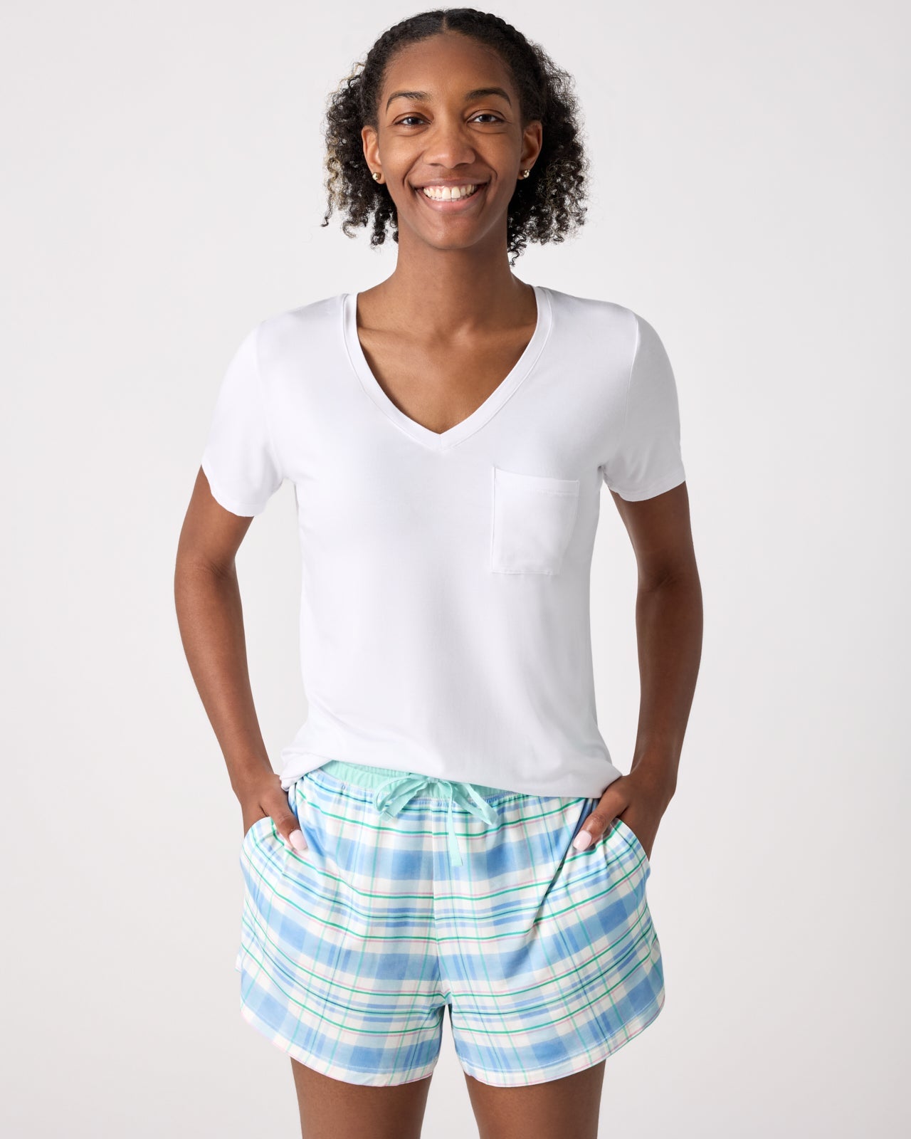 Springtime Plaid Women's Pajama Shorts