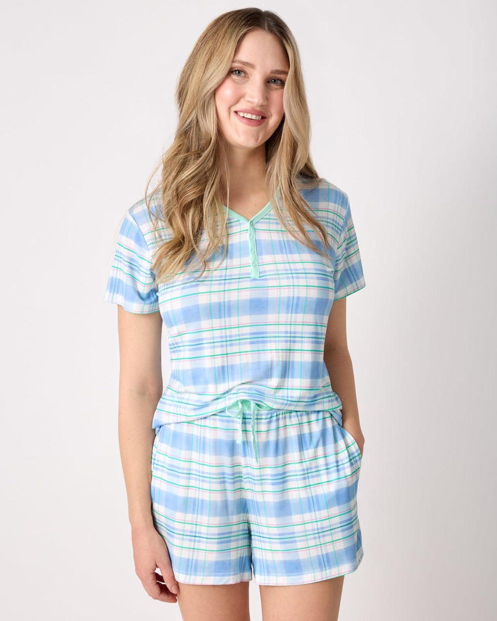Springtime Plaid Women's Pajama Shorts