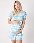 Springtime Plaid Women's Short Sleeve Pajama Top
