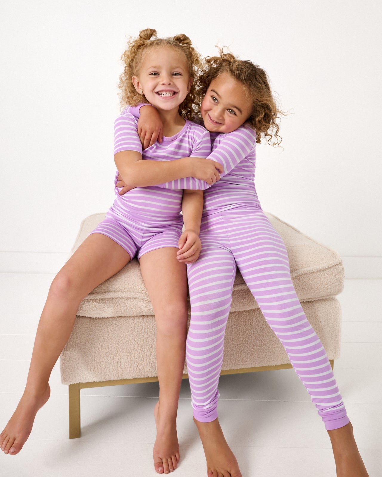 Sweet Orchid Stripe Two-Piece Short Sleeve & Shorts Pajama Set