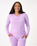 Sweet Orchid Stripe Women's Long Sleeve Pajama Top