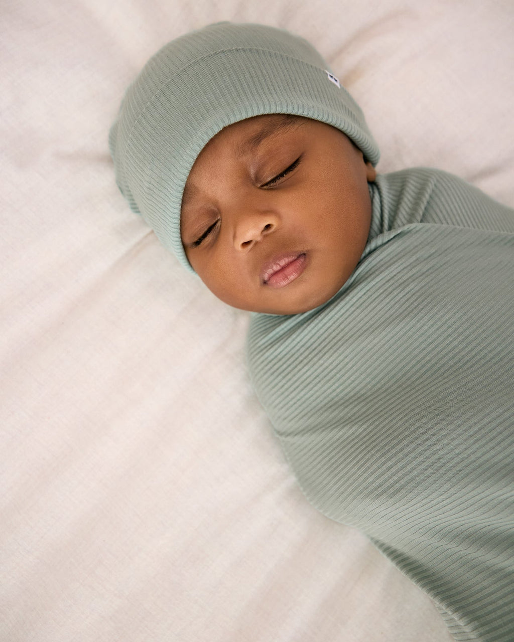 Willow Ribbed Swaddle & Infant Beanie Set