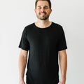 Black Men's Short Sleeve Pajama Top