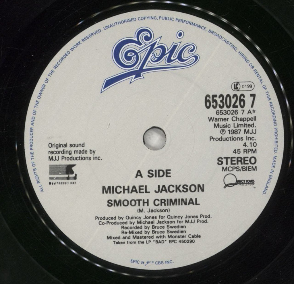 Michael Jackson Smooth Criminal UK 7" box set