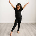 Black Two-Piece Short Sleeve Pajama Set