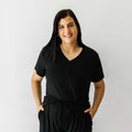 Black Women's Short Sleeve Pajama Top